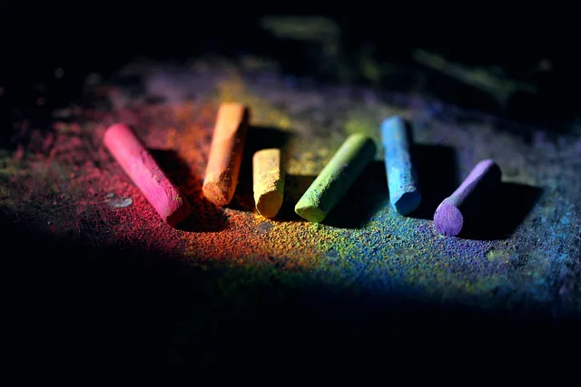 chalk, colorful, dust, school, supply, pastel, color, design, pink, yellow, blue, school, school, school, school, school. Marbling supplies split into three separate storage problems, not one
